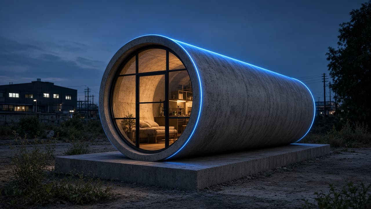 The shell is the room. The round glass front is the door.